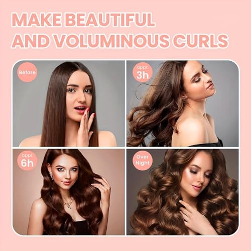 MAYCREATE® 9PCS Heatless Hair Curler, Soft Heatless Curls Satin Velvet Overnight Flexi Blowout Rods with with Hook, No Heat Overnight Sleeping Curling for Hair Styling Tools, Beige MAYCREATE® 9PCS Heatless Hair Curler, Soft Heatless Curls Satin Velvet Overnight Flexi Blowout Rods with with Hook, No Heat Overnight Sleeping Curling for Hair Styling Tools, Beige